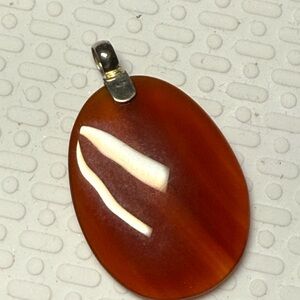 30.)Oval Brown Pendant, carnelian 925